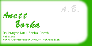 anett borka business card